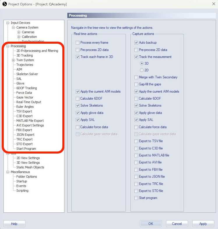Project Options overview