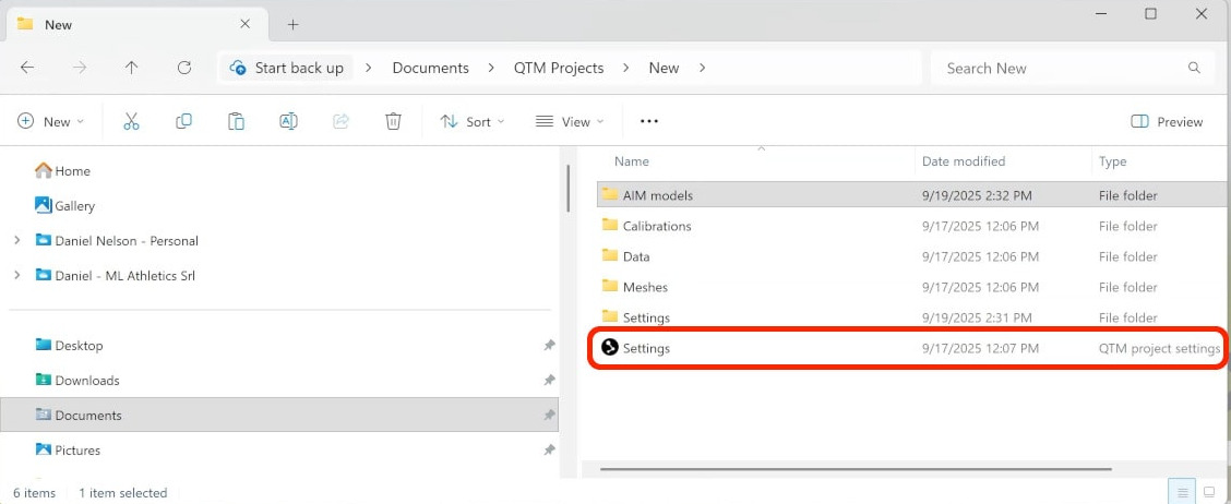 Importing settings from another project
